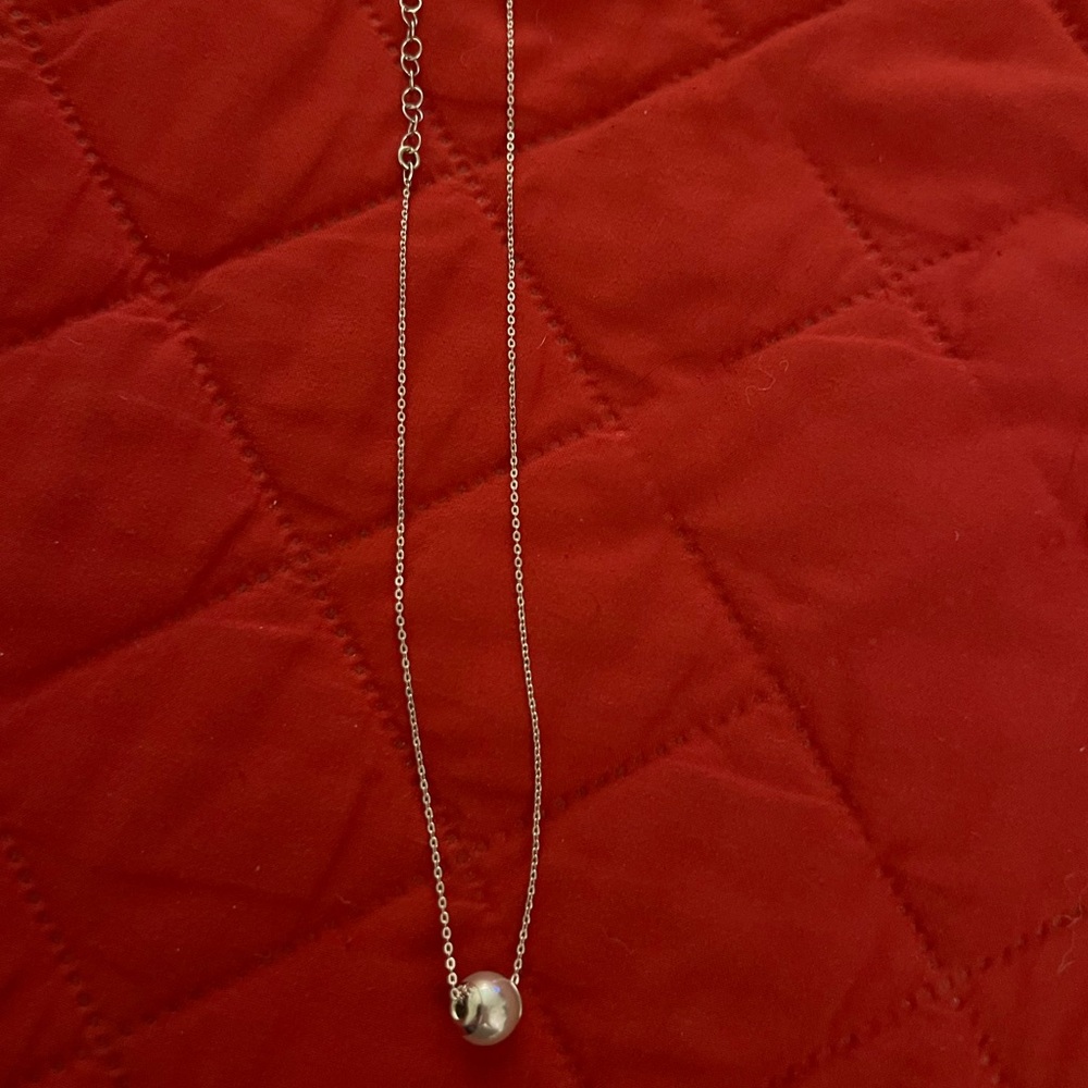 Majorica 925 Silver Necklace with a Majorican Light Gray Pearl Pendant 13” Chain - Picture 2 of 9